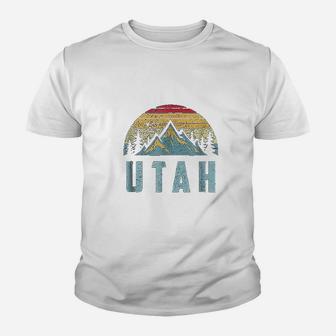 Utah Retro Vintage Mountains Hiking Nature Kid T-Shirt - Seseable