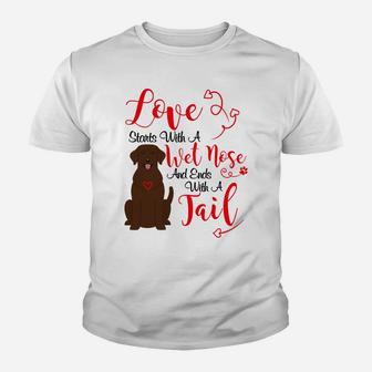 Valentines Day Dog Lover Chocolate Lab Labrador Kid T-Shirt - Seseable
