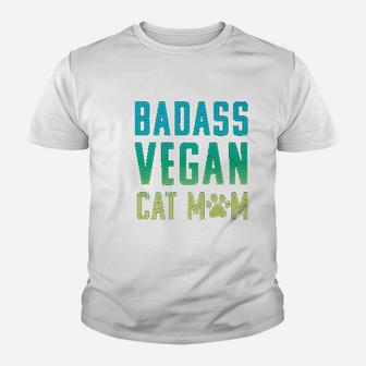 Vegan Cat Mom Cute Vegan Cat Lovers Kid T-Shirt - Seseable