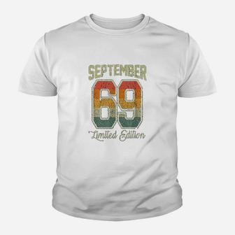 Vintage 52nd Birthday September 1969 Sports Jersey Kid T-Shirt - Seseable