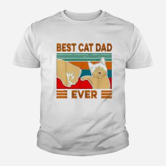 Vintage Best Cat Dad Ever Fun Kid T-Shirt - Seseable