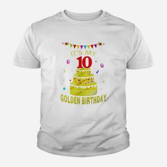 Vintage Golden Birthday Shirt It's My 10th Golden Birthday G Kid T-Shirt - Seseable
