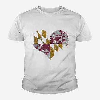 Vintage Heart Flag Of Maryland Kid T-Shirt - Seseable