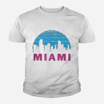 Vintage Miami Florida Cityscape Retro Graphic Kid T-Shirt - Seseable