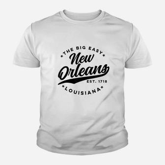 Vintage New Orleans Louisiana The Big Easy Black Text Kid T-Shirt - Seseable