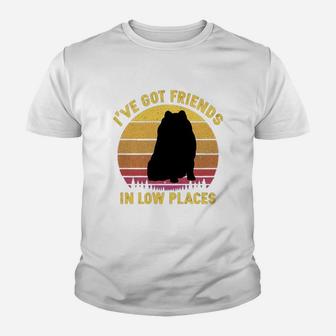 Vintage Pomeranian I Have Got Friends In Low Places Dog Lovers Kid T-Shirt - Seseable