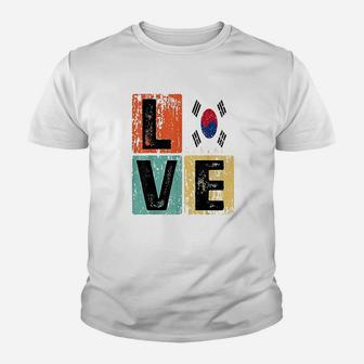 Vintage Retro I Love South Korea Flag For South Korean Pride Kid T-Shirt - Seseable