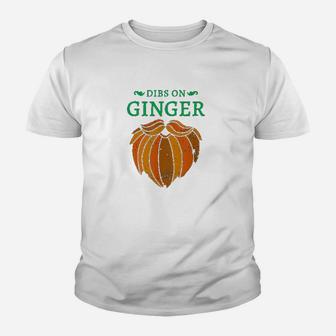 Vintage St Patricks Day Dibs On The Ginger Red Beard Irish Kid T-Shirt - Seseable