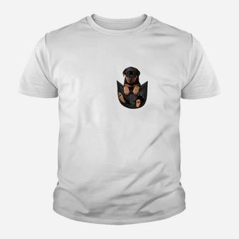 Weißes Herren-Kinder Tshirt mit Hunde-Brusttaschen-Design, Lustige Männermode - Seseable