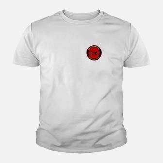 Weißes Herren Kinder Tshirt mit Rote Logo-Druck, Basic Style - Seseable