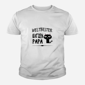 Weltbester Katzen Papa Herren Kinder Tshirt, Süßes Motiv für Katzenfans - Seseable