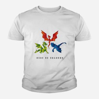 Where The Dragons Went Origami Style Dragons Kid T-Shirt - Seseable