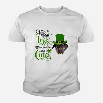 Who Needs Luck When You Are This Cute Funny Cane Corso St Patricks Day Dog Lovers Gift Kid T-Shirt - Seseable
