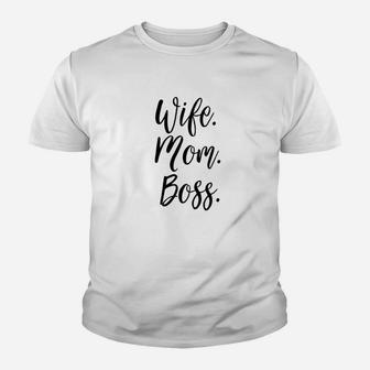 Wife Mom Boss Lady White Mommy Gift Christmas Kid T-Shirt - Seseable