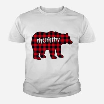 Womens Red Plaid Mommy Bear Matching Buffalo Family Christmas Gift Kid T-Shirt - Seseable