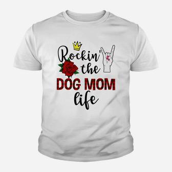 Womens Rockin The Dog Mom Lifes Kid T-Shirt - Seseable