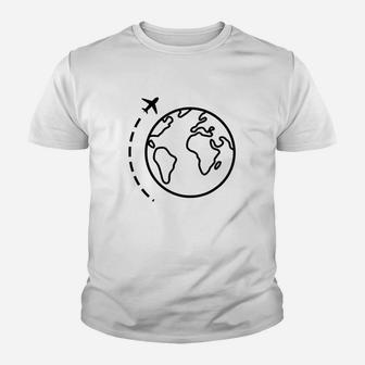 World Travel Retro Pilot Flight Attendant Traveler Gift Kid T-Shirt - Seseable