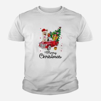 Yorkies Ride Red Truck Christmas Pajama Kid T-Shirt - Seseable