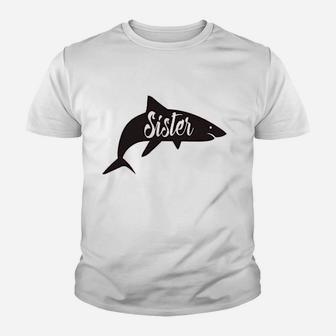 Youth Sister Shark Funny Beach Summer Vacation Family Kid T-Shirt - Seseable