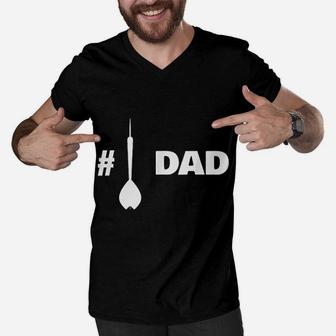 1 Dad Number 1 Fathers Day Gift Men V-Neck Tshirt - Seseable