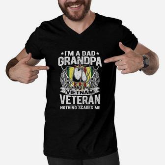 A Dad Grandpa And A Vietnam Veteran Grandfather Gift Men V-Neck Tshirt - Seseable