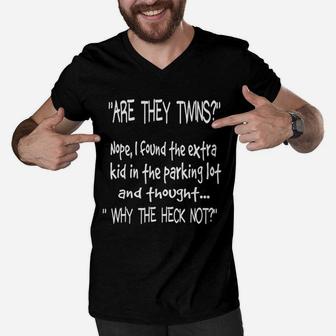 Are They Twins Funny Dad Daddy Parent Men V-Neck Tshirt - Seseable