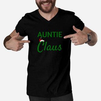 Auntie Claus Shirt Premium Mama Claus Daddy Claus Baby Claus Men V-Neck Tshirt - Seseable