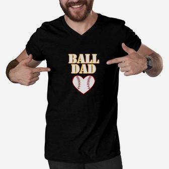 Ball Dad Love Softball Baseball Shirt Fathers Day Gifts Men V-Neck Tshirt - Seseable