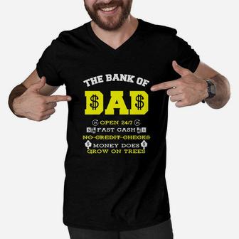 Bank Of Dad Fathers Day Funny Daddy Gifts Men V-Neck Tshirt - Seseable