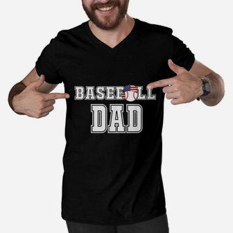 Baseball Dad Jersey Gift For Ball Players Fathers Men V-Neck Tshirt - Seseable