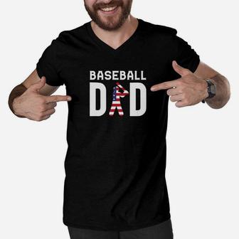 Baseball Dad Proud Baseball Dad Fathers Day Gift Premium Men V-Neck Tshirt - Seseable