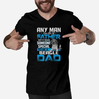 Beagle Dad Dog Lovers Fathers Day Gif Men V-Neck Tshirt - Seseable
