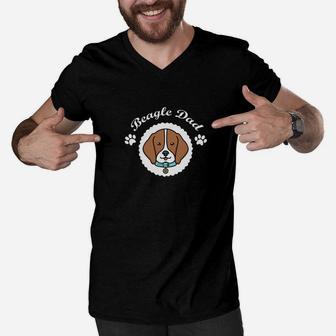 Beagle Dad Shirt Funny Love Dog Pet Gift Men V-Neck Tshirt - Seseable