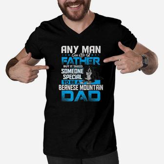 Bernese Mountain Dad Dog Lovers Fathers Day Gif Men V-Neck Tshirt - Seseable