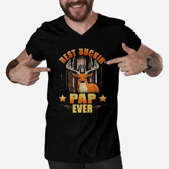 Best Buckin Pap Ever Deer Hunting Fathers Day Gifts Men V-Neck Tshirt - Seseable