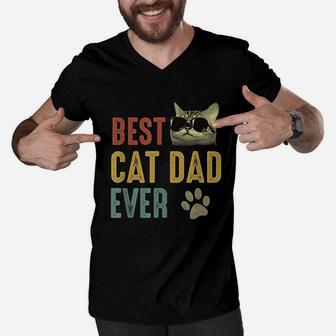 Best Cat Dad Ever Daddy Gift, best christmas gifts for dad Men V-Neck Tshirt - Seseable