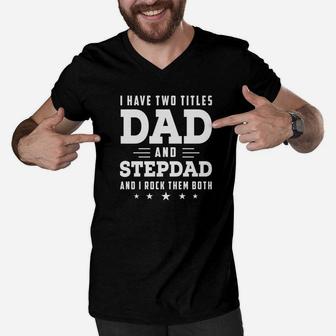 Best Dad And Stepdad Cute Fathers Day Gift From Wife Premium Men V-Neck Tshirt - Seseable