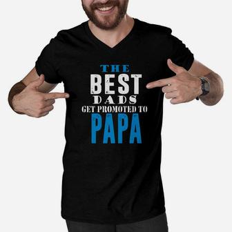 Best Dads Promoted To Papa, best christmas gifts for dad Men V-Neck Tshirt - Seseable