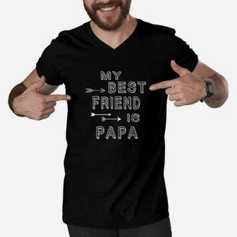 Best Friend Papa, dad birthday gifts Men V-Neck Tshirt - Seseable