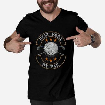 Best Papa By Par Golf Lover Sports Fathers Day Gifts Men V-Neck Tshirt - Seseable