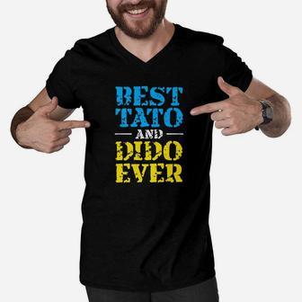 Best Tato And Dido Ever Ukrainian Flag Fathers Day Proud Dad Premium Men V-Neck Tshirt - Seseable