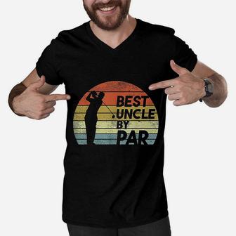 Best Uncle By Par Golf Fathers Day Golfer Uncle Gift Men V-Neck Tshirt - Seseable