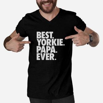 Best Yorkie Papa Ever Men V-Neck Tshirt - Seseable