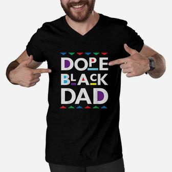 Black Dad Black History Gift Black Father Men V-Neck Tshirt - Seseable