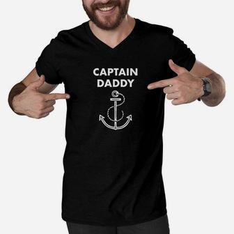 Captain Daddy Fathers Day Summer Boat Gift Men V-Neck Tshirt - Seseable