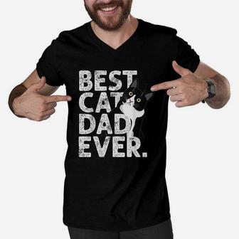 Cat Daddy Father Gift Best Cat Dad Ever Men V-Neck Tshirt - Seseable