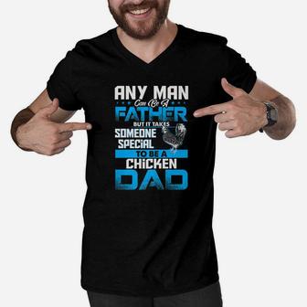 Chicken Dad Animal Lovers Fathers Day Gif Men V-Neck Tshirt - Seseable