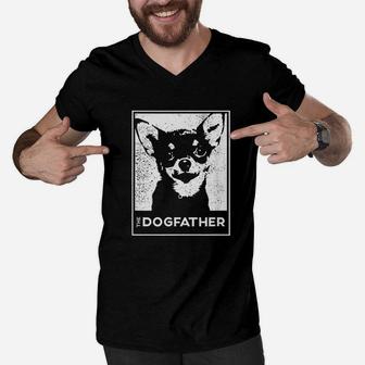 Chihuahua The Dogfather Dog Dad Men V-Neck Tshirt - Seseable