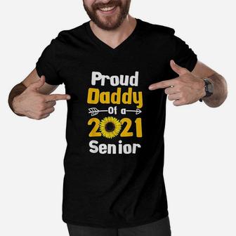 Class Of 2021 Sunflower Dad Proud Daddy Of 2021 Senior Men V-Neck Tshirt - Seseable