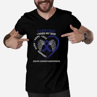 Colorectal Wings In Memory Of My Dad Colon Awareness Men V-Neck Tshirt - Seseable